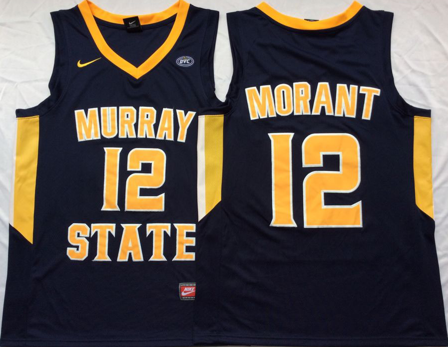 NCAA Men Murray State Racers Blue #12 MORANT